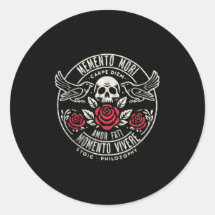 Memento Mori, Amor Fati, Stoic Quote Philosophy Classic Round Sticker