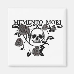 Memento mori black roses magnet