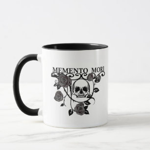 Memento mori black roses mug