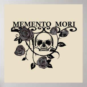Memento mori black roses poster