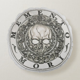 Memento Mori Carpe Diem Silver Round Cushion