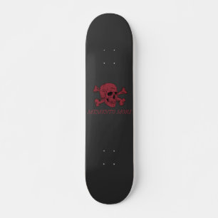 Memento Mori Crimson Red Skull and Crossbones Skateboard