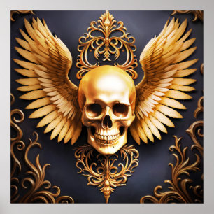 Memento Mori Golden Gothic Skull Sigil Poster