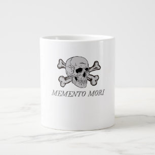 Memento Mori Grey Skull and Crossbones  Large Coffee Mug
