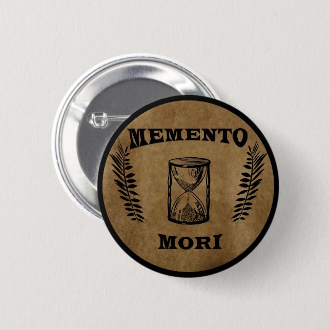 Memento mori hourglass 6 cm round badge (Front & Back)