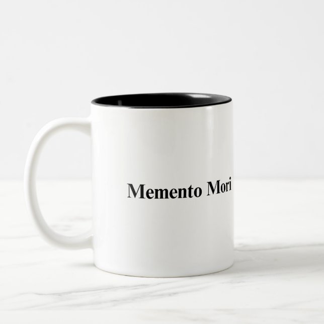 Memento Mori Large Minimalist Two-Tone Coffee Mug (Left)