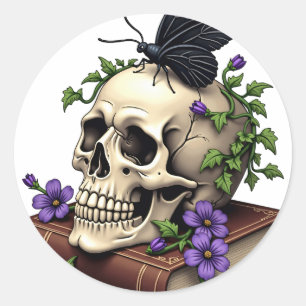 Memento Mori Library Classic Round Sticker