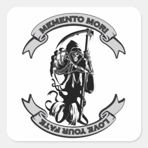 MEMENTO MORI Love Your Fate Grim Reaper Square Sticker