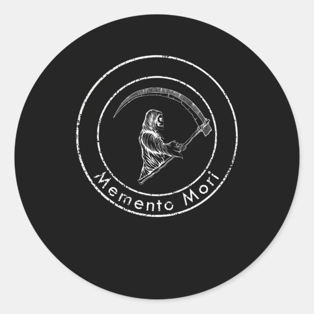 Memento Mori Saying Latin Wisdom Philosophy Classic Round Sticker (Front)