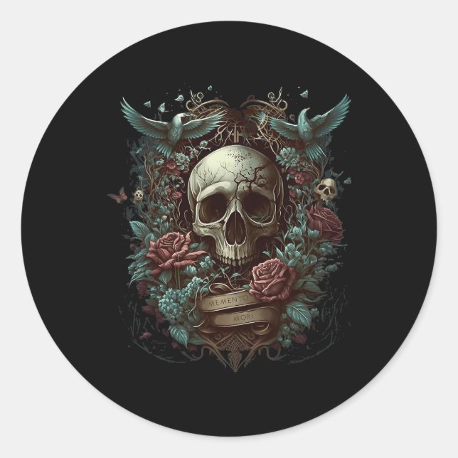 Memento Mori Skull 3 Classic Round Sticker (Front)