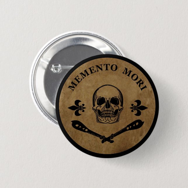 Memento mori skull 6 cm round badge (Front & Back)