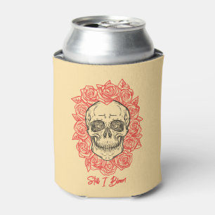 Memento Mori! Skull and Roses, Hand Drawn Can Cooler