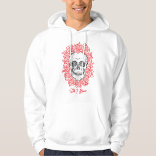 Memento Mori! Skull and Roses, Hand Drawn Hoodie