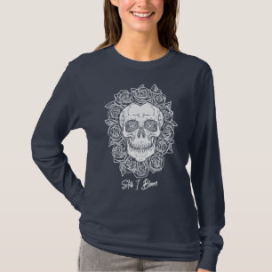 Memento Mori! Skull and Roses, Hand Drawn T-Shirt