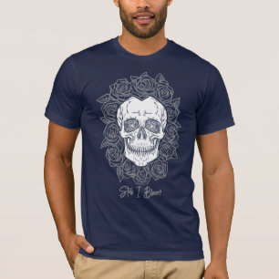 Memento Mori! Skull and Roses, Hand Drawn T-Shirt