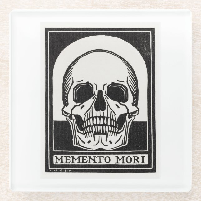 Memento Mori Skull Art Glass Coaster (Front)