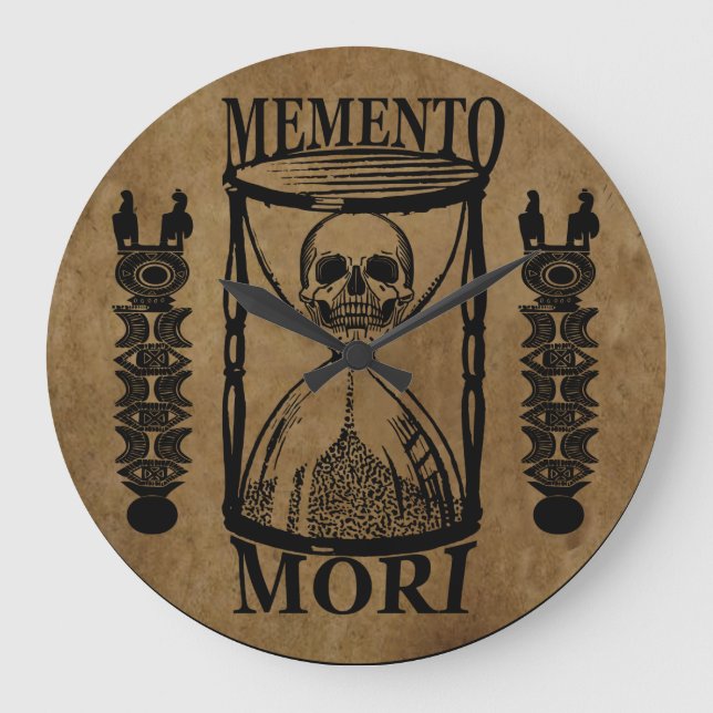 Memento mori skull hourglass large clock (Front)