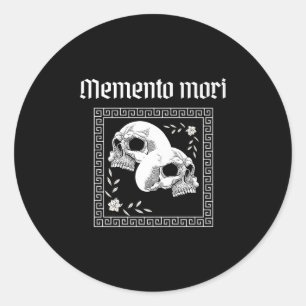 Memento Mori Skull Stoic Philosophy Men Women Lati Classic Round Sticker