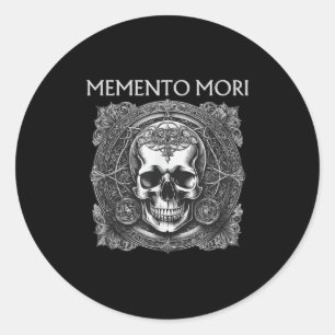 Memento Mori Skull Stoic Philosophy Men Women Lati Classic Round Sticker