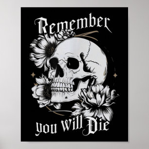 Memento Mori Skull Stoic Philosophy Men Women Lati Poster