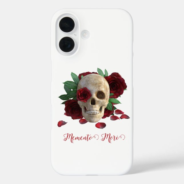 Memento Mori. Skull with red roses Case-Mate iPhone Case (Back)