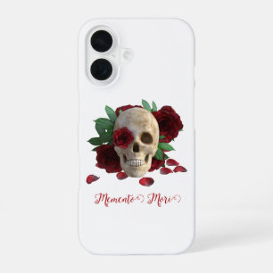 Memento Mori. Skull with red roses iPhone 16 Case
