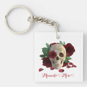 Memento Mori. Skull with red roses Key Ring