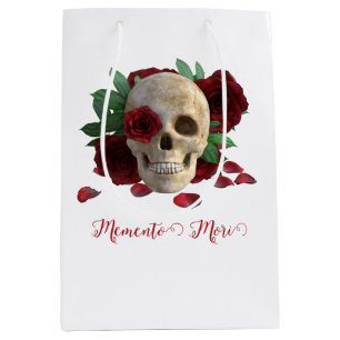Memento Mori. Skull with red roses Medium Gift Bag