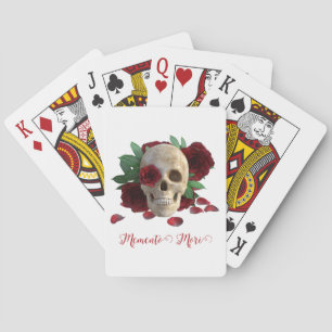Memento Mori. Skull with red roses Playing Cards