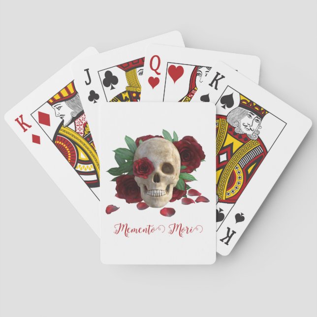 Memento Mori. Skull with red roses Playing Cards (Back)