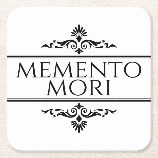 Memento Mori Square Paper Coaster (Front)