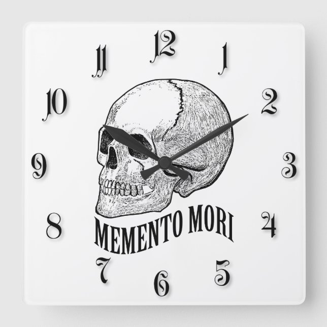 Memento mori square wall clock (Front)