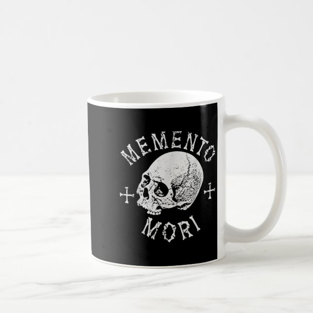 Memento Mori Stoic Remember Death Skull Bones Tatt Coffee Mug (Right)