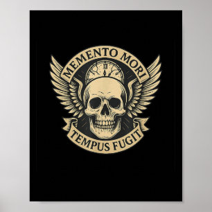Memento Mori Tempus Fugit Latin Stoic Quote  Poster