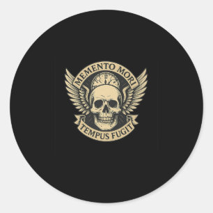 Memento Mori Tempus Fugit Latin Stoic Quote Premiu Classic Round Sticker