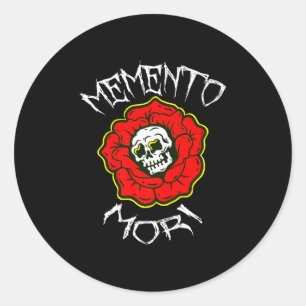 Memento Mori Traditional Tattoo Flower & Skull Classic Round Sticker