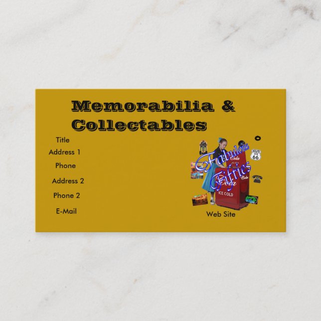 Memorabilia collectable business card (Front)