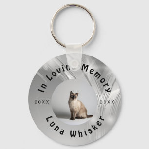 Memorable Cat Photo Circle Frame Art Key Ring
