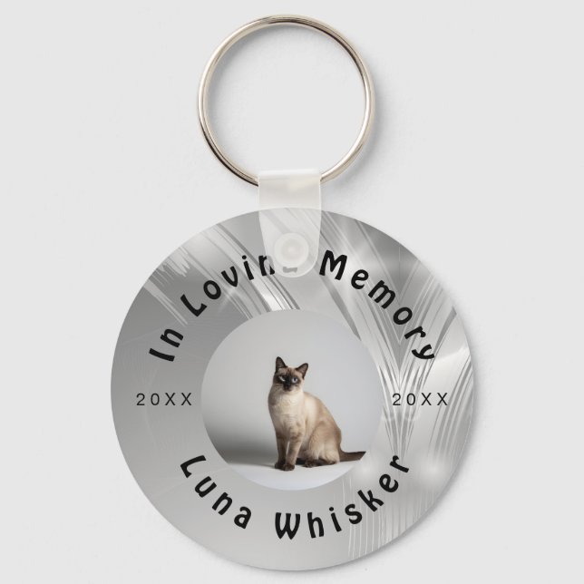 Memorable Cat Photo Circle Frame Art Key Ring (Front)