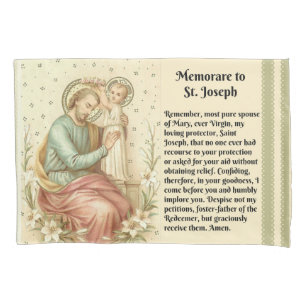 Memorare Prayer  St. Joseph &  Child Jesus Pillowcase