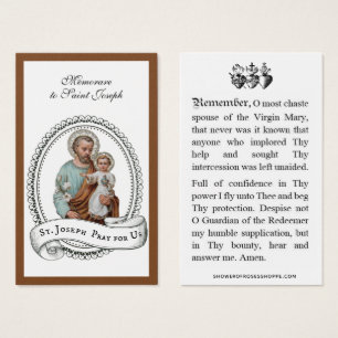 Memorare Prayer St. Joseph & Jesus Holy Card