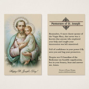 Memorare Prayer St. Joseph & Jesus Holy Card