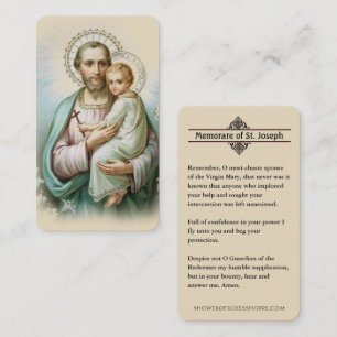Memorare Prayer St. Joseph & Jesus Holy Card