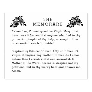 Memorare Prayer Virgin Mary Catholic Roses Rubber Stamp