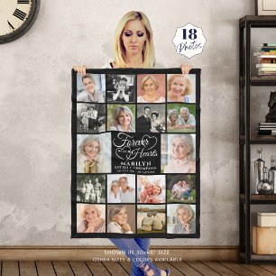 Memorial 18 Photo Collage Forever in our Hearts Fleece Blanket