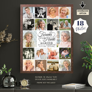 Memorial 18 Photo Collage Forever in our Hearts Poster