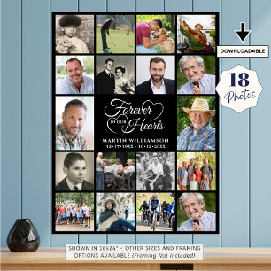 Memorial 18 Photo Collage Forever in our Hearts Poster