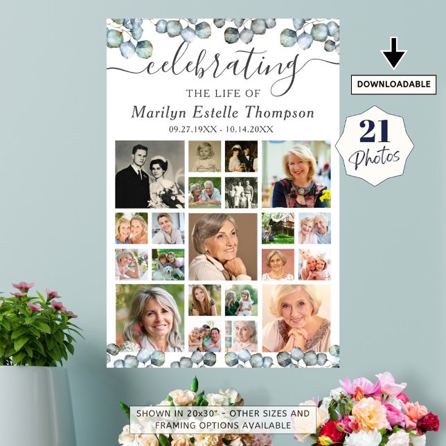 Memorial 21 Photo Collage Eucalyptus Script Poster (Creator Uploaded)