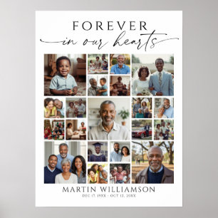 Memorial 21 Photo Collage Forever in our Hearts Poster