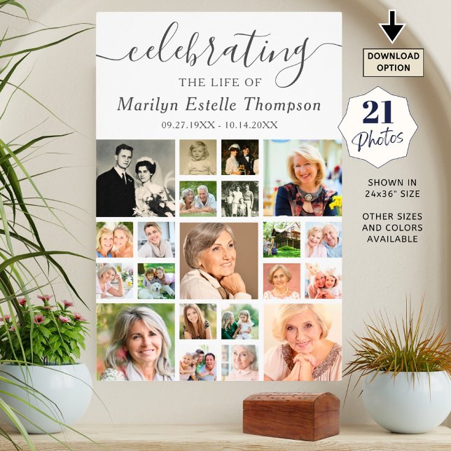 Memorial 21 Photo Collage Minimal Script Poster (Creator Uploaded)